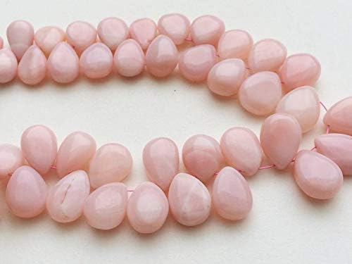 Pink Opal Plain Pear Beads, Peruvian Pink Opal Pear Briolette, Pink Opal Necklace, 7x10mm - 12x17mm, 8 Inch, 42 Pcs
