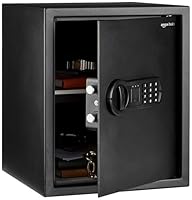 Amazon Basics Elektronischer Tresor aus Stahl mit programmierbarem digitalem Tastenfeld für Schmuck, Geld, Wertsachen, 43 l, 35 cm x 33 cm x 42 cm (B x T x H), Schwarz