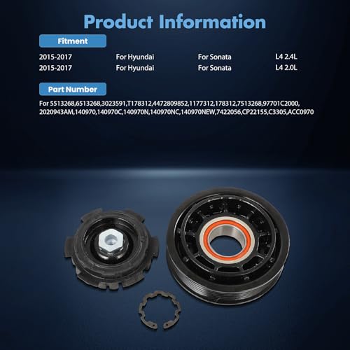 Image of ECCPP A /C Compressor Clutch 2015-2017 Fit for Hyundai Sonata 2.0L AC Clutch
