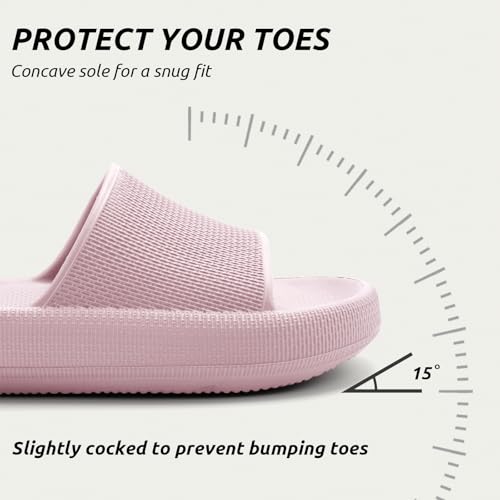 BAXIWUY Badelatschen Damen Badeschuhe Herren Schlappen Badeschlappe Cozislides Original Slippers Rutschfest Hausschuhe Sommer Pantoletten Wolkenschuhe Flip Flops Indoor/Outdoor，Rosa，40-41 EU 6