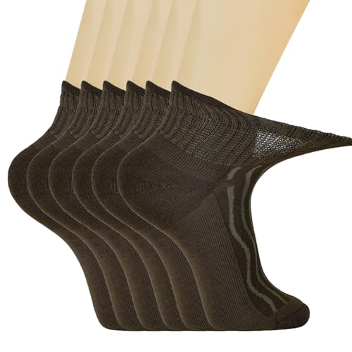 Image of +MD Bamboo Viscose Ankle Diabetic Socks for Men & Women, 6 Pairs, Soft Cushioned, Non-Binding Loose Top, Extra Wide