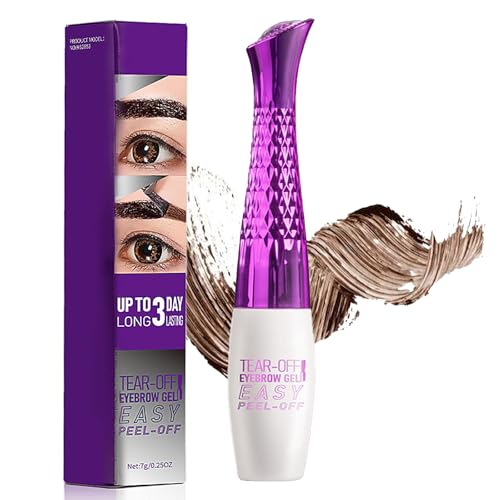Tattoo Brow Peel Off Eyebrow Tint, Gentle Formula Eyebrow Dye Gel, Natural Long-Lasting Semi-Permanent Color, Waterproof Brow Stain for Eye Makeup, Brown Eye Brow Tint Kit for Women (Brown)