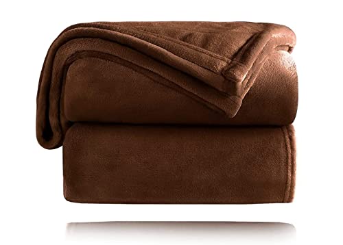 Lazy Cook Couverture de canapé - Couverture en Flanelle - Couvertures de lit/canapé/Fauteuil Toucher Extra Doux pour Adulte et Enfant en Microfibre (130 x 160 cm, Marron café)