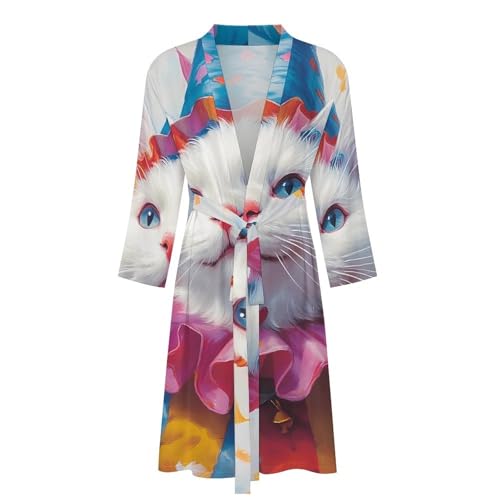 Cat Clowns Halloween Comfort Robes for Men With Belt Long Sleeve Nightgown Spa Bathrobe Loungewear4