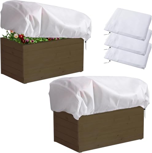 3Pcs Flower Box Plant Protection Covers - 100x45x40cm Rectangular Plant Box Cover, Winter Planter Frost Covers Bags Wraps Blanket for Balcony Pot Plant Flower Boxes