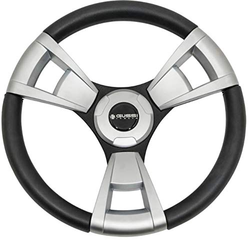 3G Gussi Black/Brushed Aluminum Steering Wheel for EZGO & Star Golf Carts
