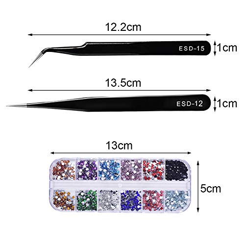 Gresunny 4 boxen strasssteine nägel nail art kristalle nagelkunst glitter gem strass glitzersteinchen mit pinzette… – Bild 6