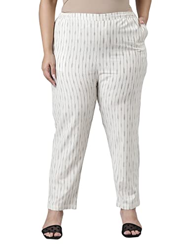 Image of GO COLORS Ikat Print Beige Printed Pencil Pant for Women | Breathable, Side Pocket