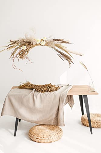 Pure 100% Flax Linen Tablecloth - 57X88-Inch Rectangle Table Cover - Natural Color Rectangle Table Cloth - Heavyweight Thick Linen Fabric #TOP23