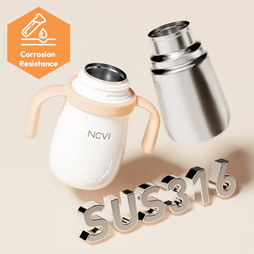 Image of NCVI Kids Stainless Steel Straw Cup, Insulated Spill-Proof with Handle