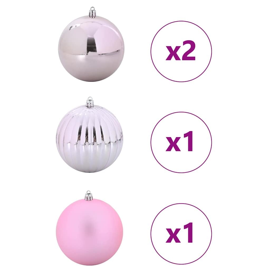 Juego de 4 bolas para árbol de Navidad, plástico, 20 cm de diámetro, color rosa mate