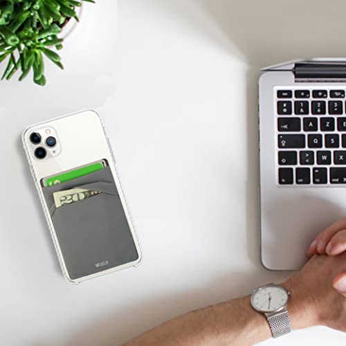 Image of RFID Blocking Phone Card Wallet - Double Secure Pocket - Ultra-Slim Self Adhesive Credit Card Holder Card Sleeves Phone Wallet Sticker All Smartphones(Gray)-2PC