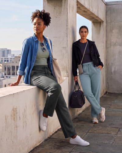 Image of Real Essentials 3 Pack: Women's Relaxed Fit Fleece Open Bottom Sweatpants - Casual Athleisure (Available in Plus)