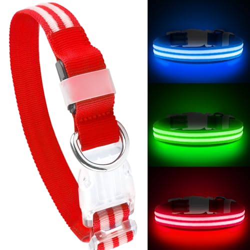 Feycig Leuchthalsband Hund USB Aufladbar - LED Hundehalsband Leuchtend Wasserdicht Leuchtendes Hunde Halsband Einstellbare für Kleine Mittlere Große Hunde, 3 Modi