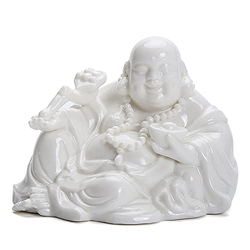 Buda Maitreya de porcelana blanca con acabado cerámico artesanal de lujo 2