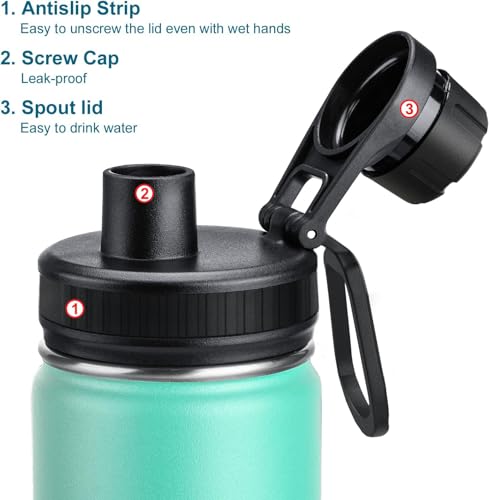 Image of koodee Insulated Water Bottle, 32 oz Stainless Steel Double Wall Vacuum Wide Mouth Sport Bottle with Leakproof Spout Lid (Teal)