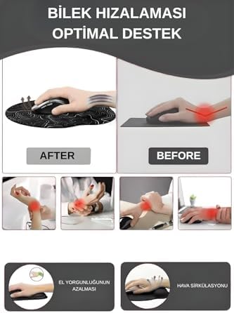 Ergonomik Typography Desenli Mouse Pad – Bilek Destekli Mouse Pad Konforlu Mousepad Siyah - Görsel 6