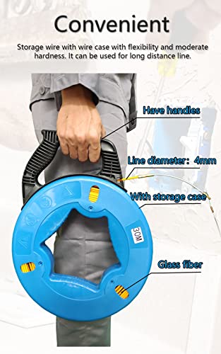 Fish Tape Steel Wire Puller 4Mm 100-Foot With A Wire Storage Casewire-Through Tool Twist-Shaped Wire For Wiring, And Incoming Lines In The Attic, Etc Dual Range For Broad Application[4Mm 100-Foot] #TOP1