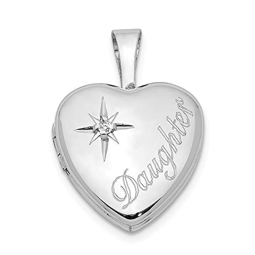 925 Sterling Silver Diamond Daughter 12mm Heart Photo Pendant Charm Locket Chain Necklace That Holds Pictures Fine Jewelry For Women Gifts For Her
