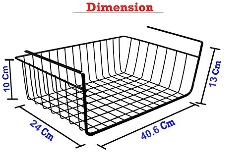 Image of Go Hooked 16 Inch Under Shelf Basket Black Powder Coated Iron for Maximum Storage Efficiency Optimize Your Space for Kitchen and Pantry Home and Office Set of 3