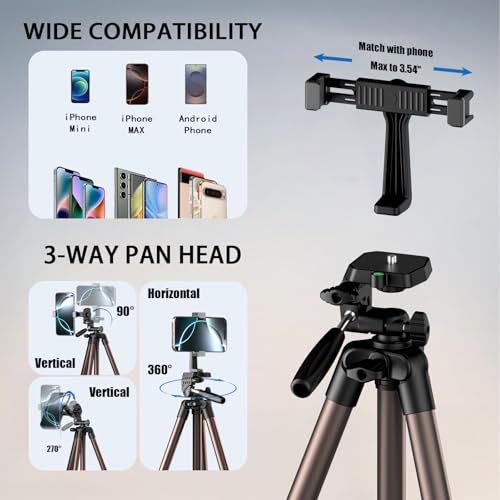 71 Inch Lightweight Camera & Phone Tripod with Wireless Remote (Rose Gold) - image 9