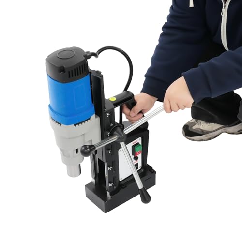 SuhoFutus Perceuse magnétique 1680 W, broche MT3, diamètre max. 3-28 mm, vitesse de rotation 300, avec force magnétique 13800N, avec corde de sécurité pour perçage horizontal/vertical, pour