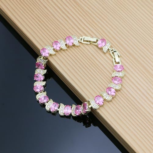 Image of LMXXVJ Fashion Tennis Bracelet Created Emerald White Gold Plated Charm Bracelet Gifts Jewelry for Women