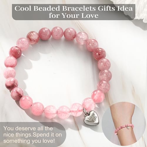 Stocking Stuffers for Teens, Christmas Gifts for Mom from Daughter Beaded Bracelets for Women Teen Girl Gifts Adjustable Charm Link Bead Birthday Graduation Gift for Her Girlfriend Sister