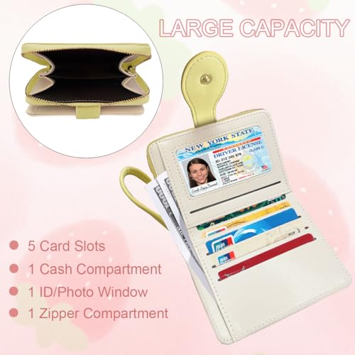 Image of Cute Print Wallet Blueberry Strawberry Cherry Wallet with Credit Card Slot Zipper Coin Pocket for Women Girls (LEMON)