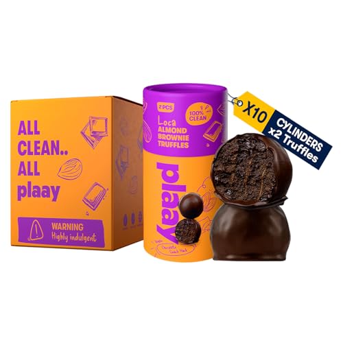 Plaay Almond Brownie Chocolate Truffles – Keto Dark Chocolate Snack – Gluten-Free, Vegan-Friendly with Rich Fudgy Texture for Guilt-Free, Anytime Smart Snacking –10 x 30g