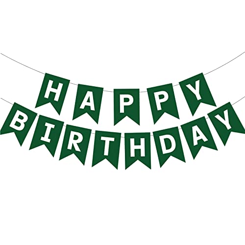 Image of Green Happy Birthday Banner, Paper Bunting Flag for Birthday Party Decor