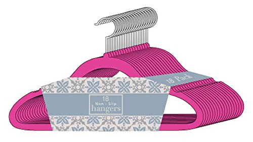 Signature Home 119488 Multi Purpose Space Saver Velvet Hangers (Set of 18), Pink