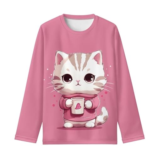 Image of Girls Long Sleeve T Shirt Cute Cartoon Crewneck Shirt for Kids 3-16Y Fall Winter Clothes