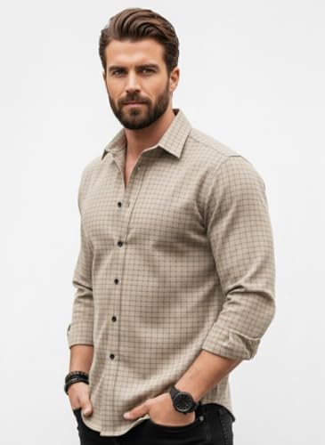 Image of Amazon Brand - INKAST Men's Slim Fit Button Down Dress Shirts Textured Long Sleeve Casual Hawaiian Shirt