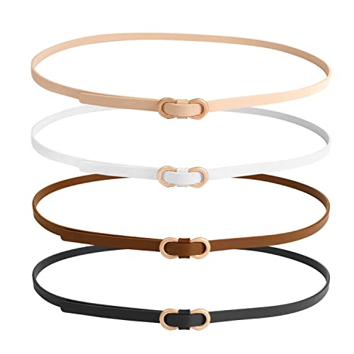 4 Stück Elegante Dünne Gürtel - Schmale Damengürtel Mit Metallschnalle,...