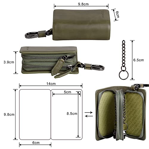 Image of VISOUL Car Key Case Holder Double Zipper, Leather Car Smart Key Fob Case with Keychain for Men and Women