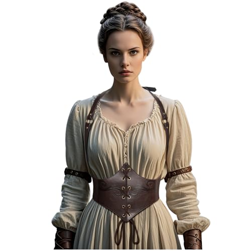 L'VOW Renaissance Leather Corset Belt Viking Leather Cinch Belt Women Halloween Medieval Accessory