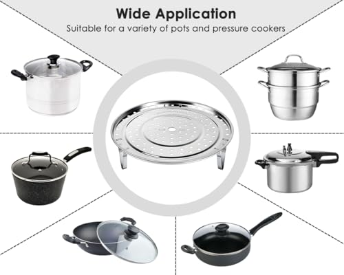 DS. DISTINCTIVE STYLE Steamer Rack 10.1 Inch 304 Stainless Steel Steaming Rack Steam Tray with Removable Legs for Steaming Crab, Tamale Cookware Instant Pressure Cooker Multi-functional Steamer Basket (Silver - 25.6 cm) by DS. DISTINCTIVE STYLE - Image 6