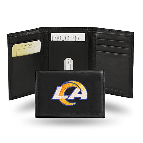 Rico Industries NFL Football Los Angeles Rams Embroidered Tri-fold Wallet Black