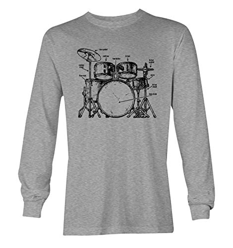 Haase Unlimited Anatomy of Drums - Drummer Band Sticks Unisex Long Sleeve Shirt (Light Gray, Small)