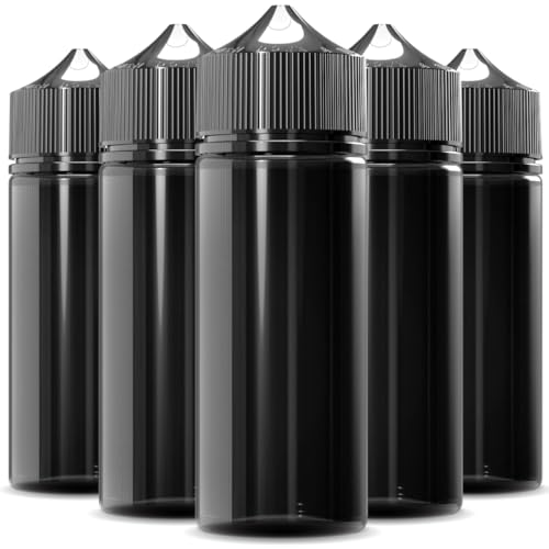 fantasi Chubby Gorilla Authentic Dropper Bottles - 5 x 120ml, Clear Black V3 Unicorn Bottles with Child Resistant Caps for Oil, Ink, DIY & Vape Juice