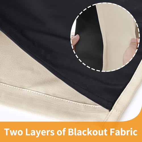 YoungsTex 100% Blackout Curtains for Bedroom, Thermal Insulated Black Out Drapes with Grommet Full Room Darkening with Double Layer for Living Room, Champagne, 2 Panels, 60 X 63 Inch by YoungsTex - Image 5