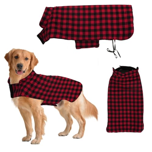 Image of Sage Square Winter Coloured Dog Coat - All-Weather Protection, Windproof, Waterproof Cozy Fleece Lining, Adjustable Straps, Durable Construction, Stylish, Comfortable, Jacket (Red & Black, XXX-Large)