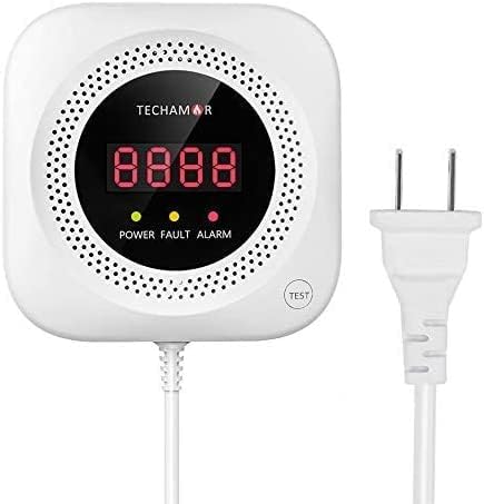 Techamor Y301 Methane/Propane/LPG,LNG, Natural Gas Leak Sniffer, Detector, Alarm, Tester with Voice Warning and Digital Display (1 Pack)