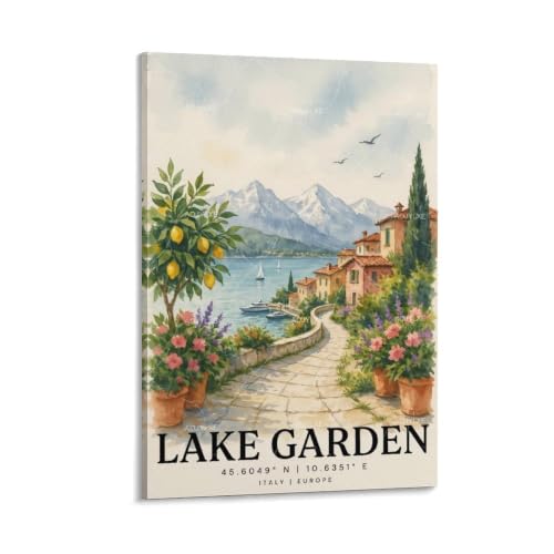 Affiche lac de Garde déco salon style aquarelle italienne
