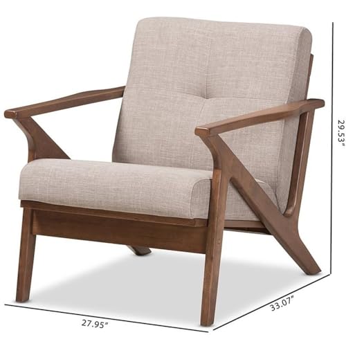 Sillón acento tapizado poliéster marrón miniatura 3
