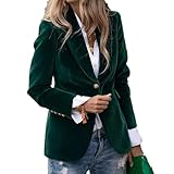 Baimiu Velvet Blazer Women Business Casual Suit Jacket Button Up Work Office Long Sleeve Coat Fashion Fall Winter Outfits