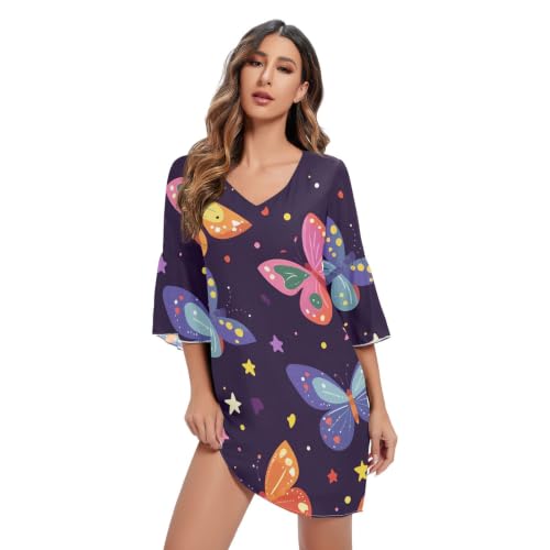 Robe de plage imprimée pour vos vacances et sorties d'été décontractées en violet