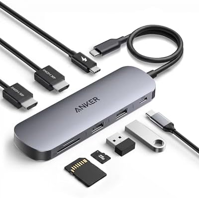 Anker Nano 8-in-1 USB C Hub, Dual-Monitor Docking Station mit 4K@60Hz HDMI | 1× USB-C (10 Gbit/s), 2× USB-A 3.0, 85W PD, SD-/TF-Kartenleser, für Dell-, Lenovo-, HP- & Windows-Lapto