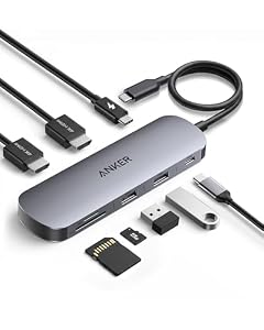Anker Nano 8-in-1 USB C Hub, Dual-Monitor Docking Station mit 4K@60Hz HDMI